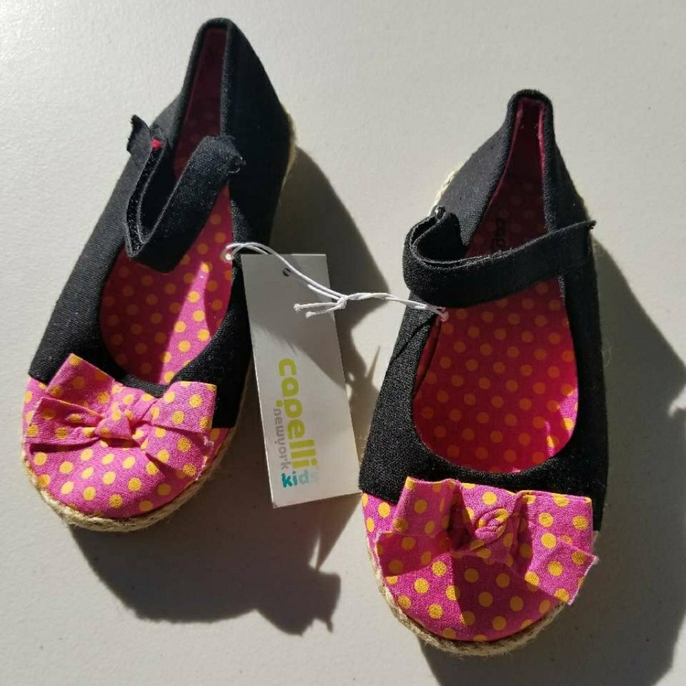 Black with Pink and Orange polka dot shoes